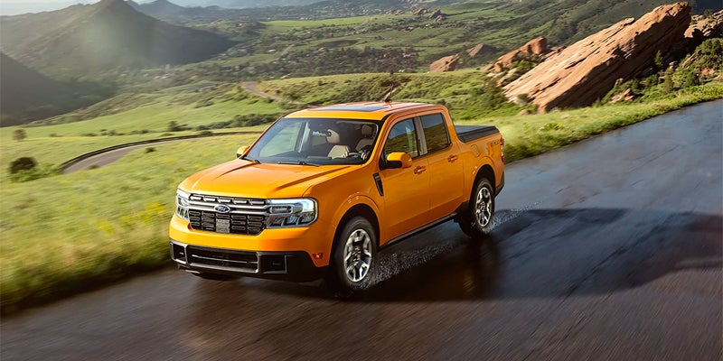 An orange 2023 Ford Maverick.