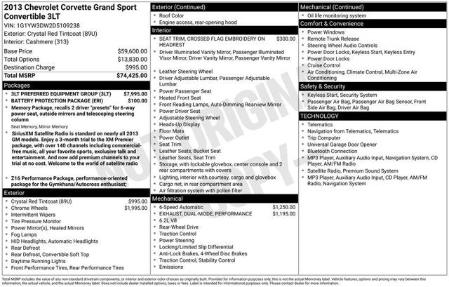 2013 Chevrolet Corvette Grand Sport 3LT