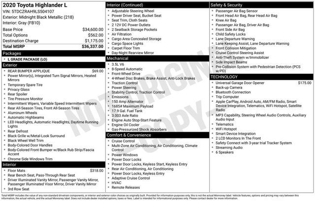2020 Toyota Highlander L