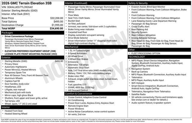 2026 GMC Terrain AWD Elevation