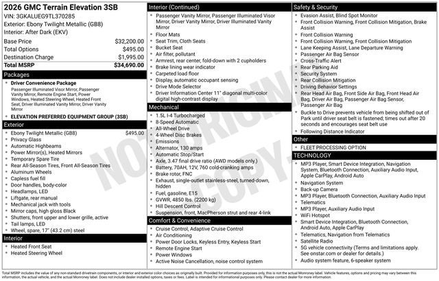 2026 GMC Terrain AWD Elevation