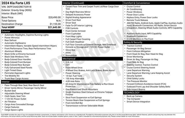2024 Kia Forte LXS