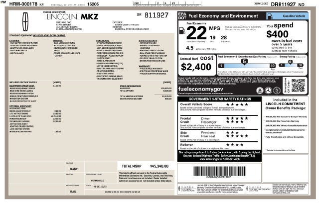 2013 Lincoln MKZ 4dr Sdn FWD