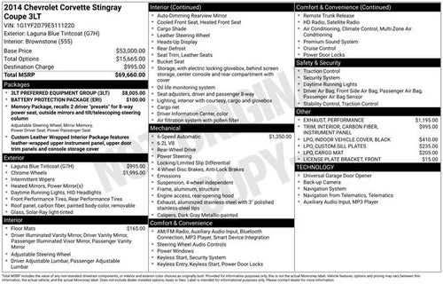 2014 Chevrolet Corvette Stingray Base 3LT