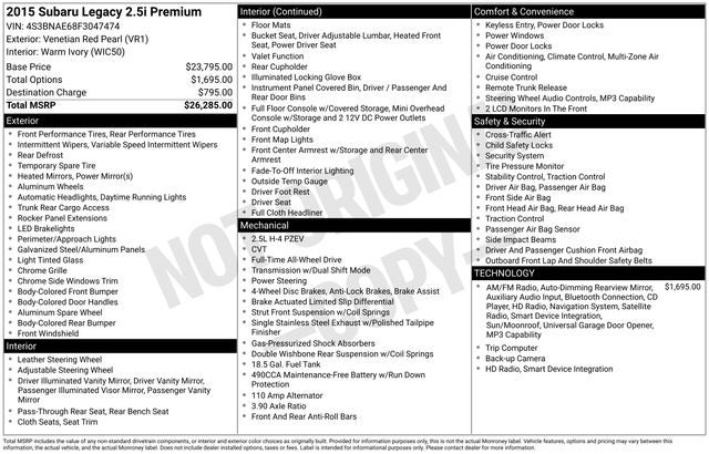 2015 Subaru Legacy 2.5i Premium CVT PZEV's photo