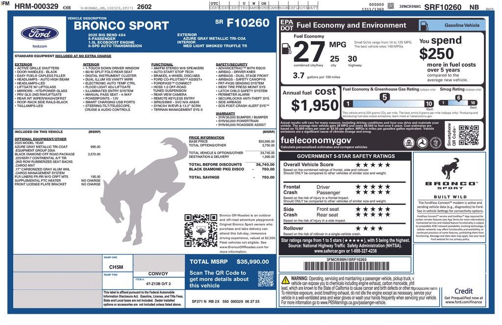 2025 Ford Bronco Sport Big Bend 4WD