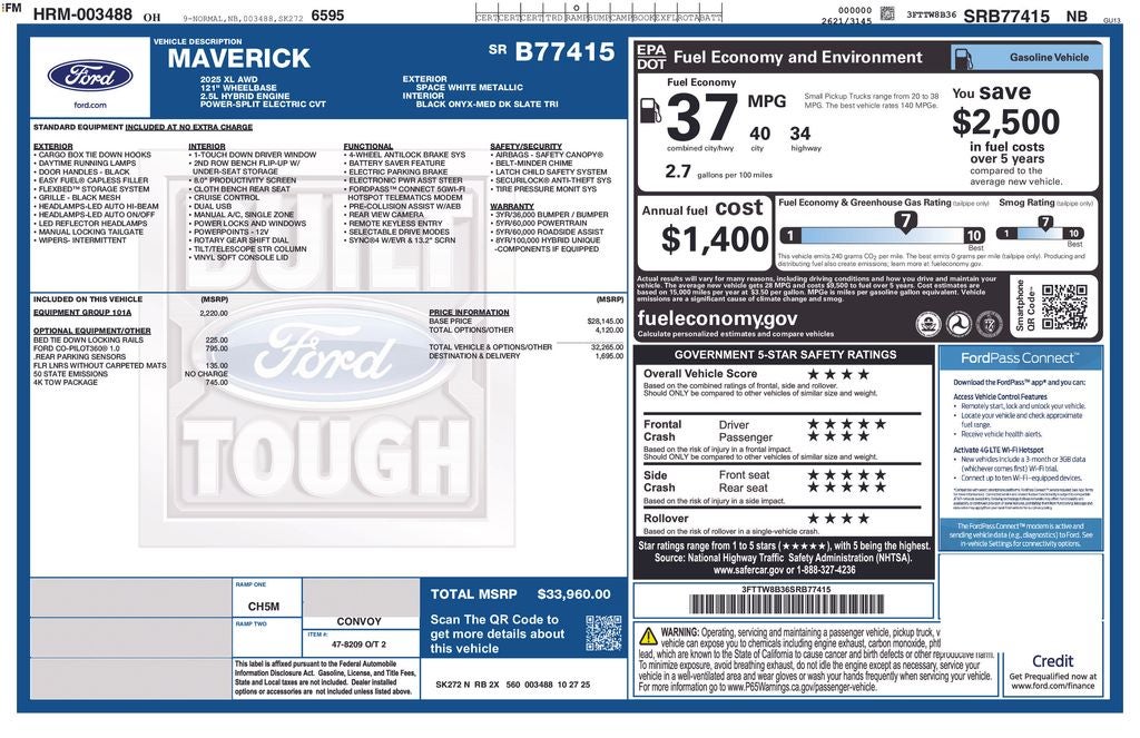2025 Ford Maverick XL AWD Hybrid