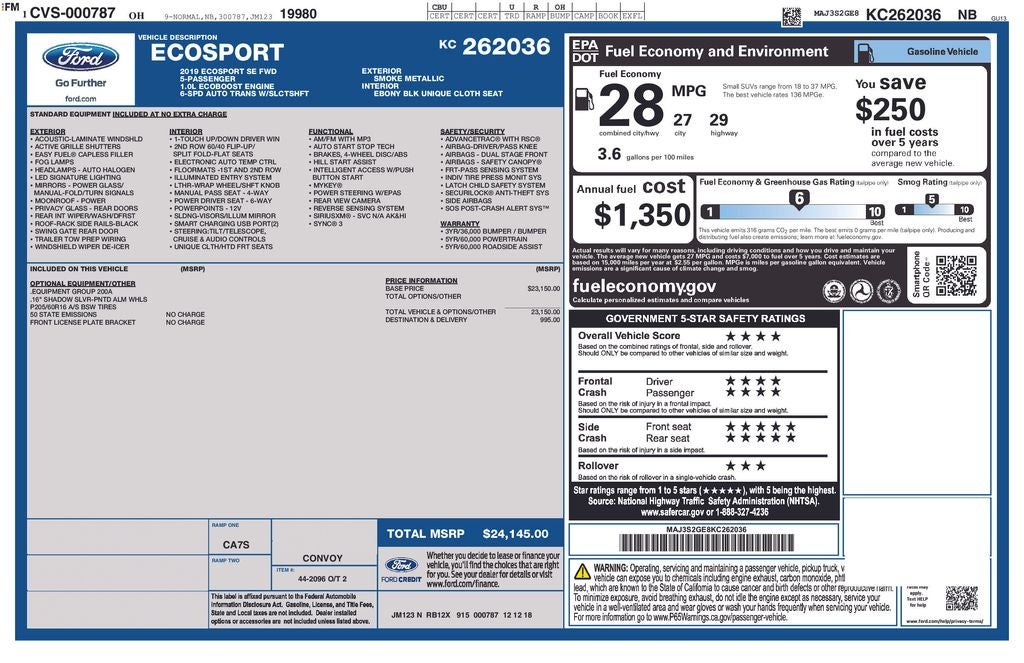 2019 Ford EcoSport SE