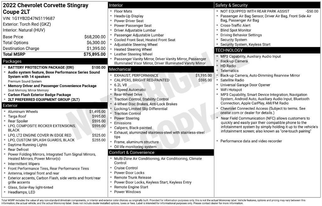 2022 Chevrolet Corvette Stingray 2LT