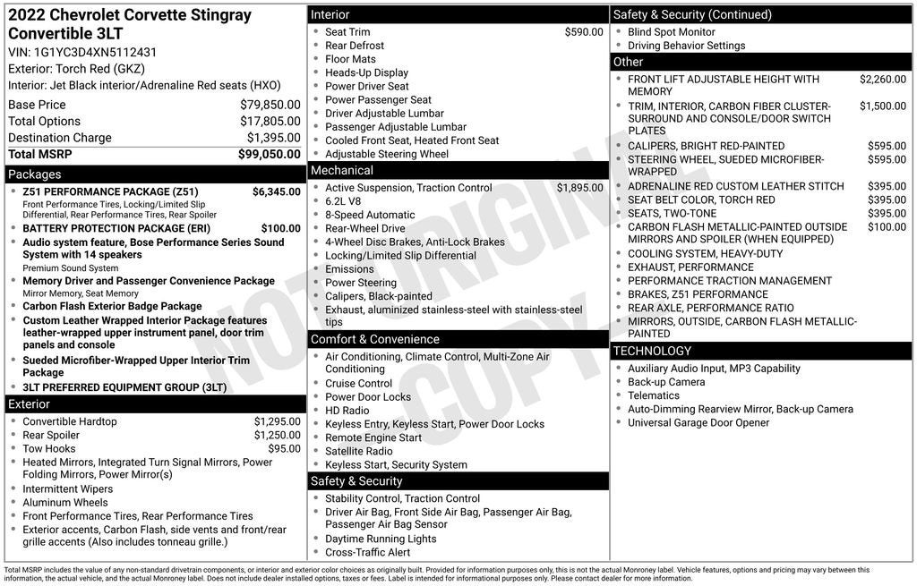 2022 Chevrolet Corvette Stingray 3LT