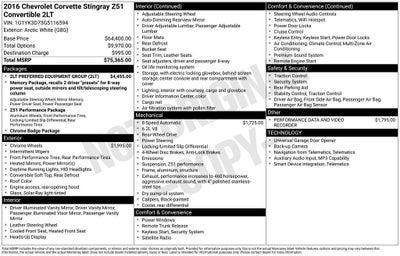 2016 Chevrolet Corvette Stingray Z51 2LT