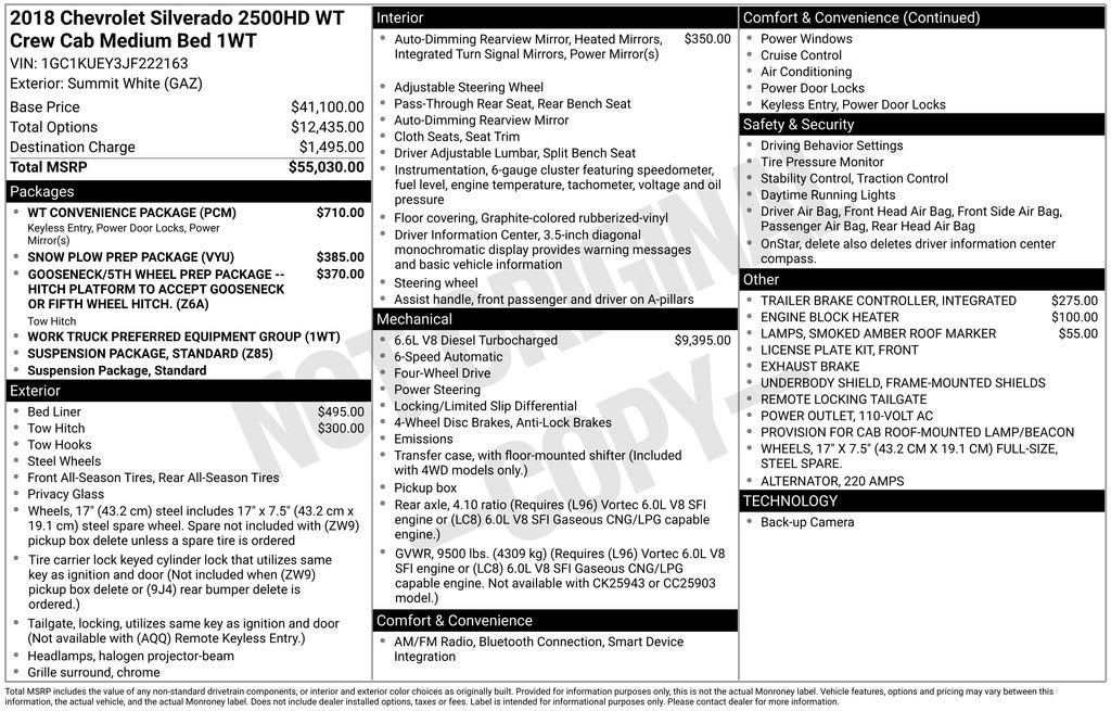 2018 Chevrolet Silverado 2500 HD Work Truck