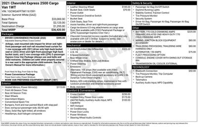2021 Chevrolet Express Cargo 2500 Base