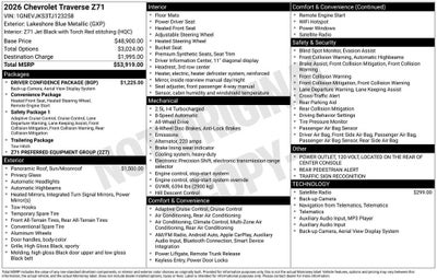 2026 Chevrolet Traverse Z71