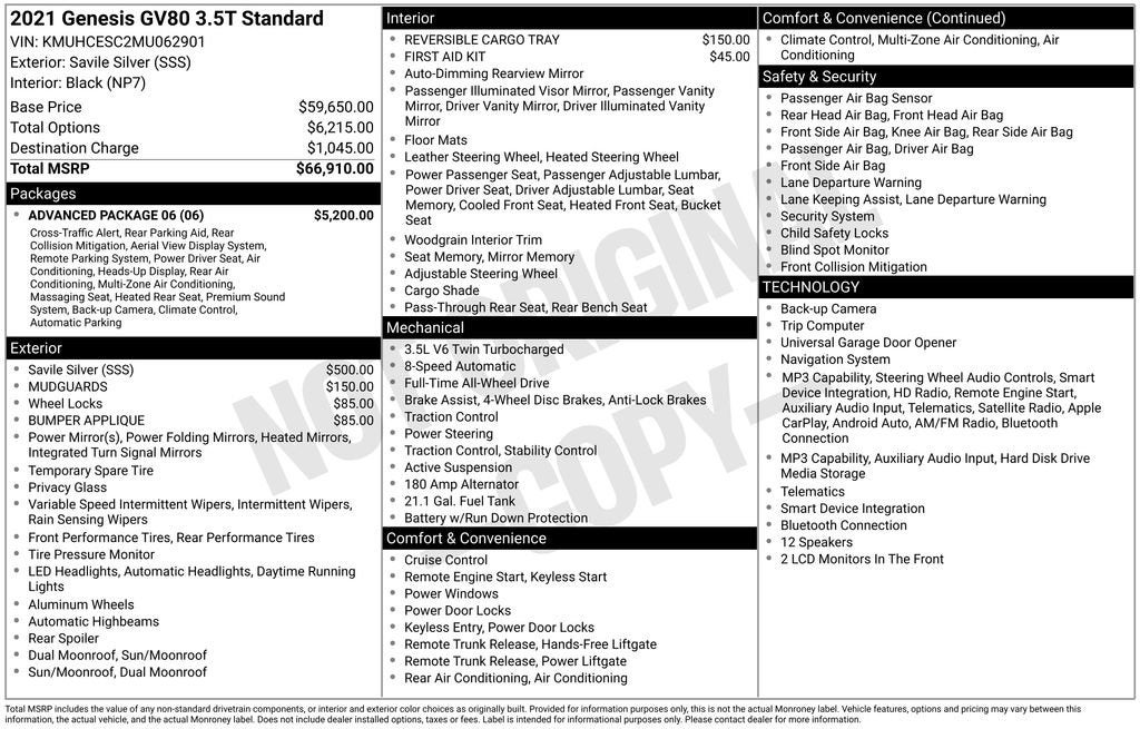2021 Genesis GV80 Base