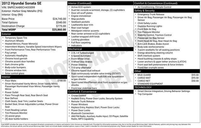 2012 Hyundai Sonata 2.0T SE